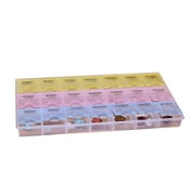 Karymi Push Button (7-Day) Pill Case,Medicine Planner,Vitamin Organizer,3 Times a Day,Large Compartments,Arthritis Friendly,Clear Lids,Yellow/Pink/Blue Wholesale,Clearance